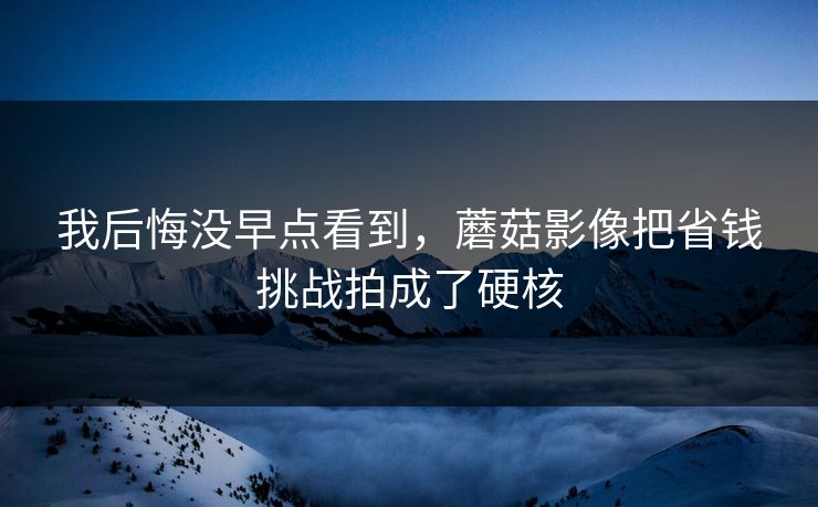 我后悔没早点看到,蘑菇影像把省钱挑战拍成了硬核 我后悔没早点看到,蘑菇影像把省钱挑战拍成了硬核
